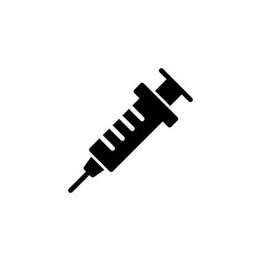 Şırınga ikonu logosu tasarımı. Enjeksiyon işareti ve sembol. Aşı simgesi