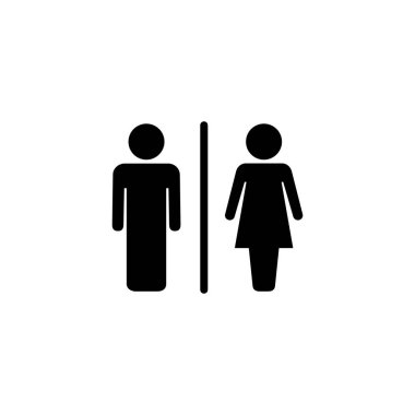 Tuvalet simgesi logosu tasarımı. Kızlar ve erkekler tuvaletleri imzalar ve simgeler. Banyo tabelası. wc, tuvalet