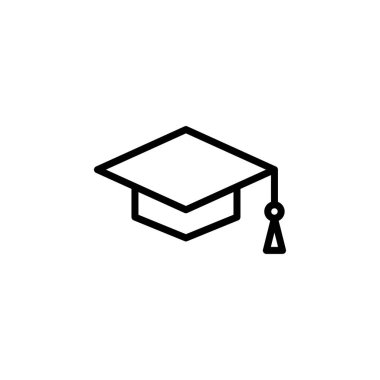 Eğitim ikonu logosu tasarımı. Mezuniyet şapkası işareti ve sembol. Mezun olmak. Öğrenci şapkası