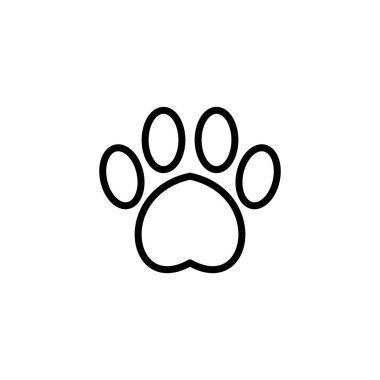 Paw simgesi logosu tasarımı. Pençe izi ve sembol. köpek ya da kedi pençesi