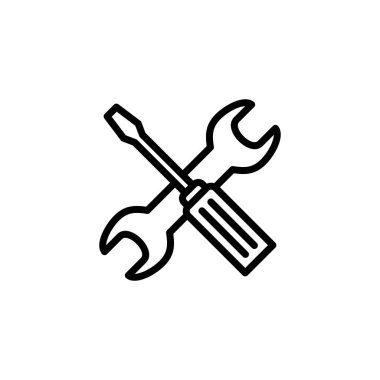 Araç simgesi logo tasarımı. araç işareti ve sembol. Simge ayarlanıyor. İngiliz anahtarı ve tornavida. Servis, onarım