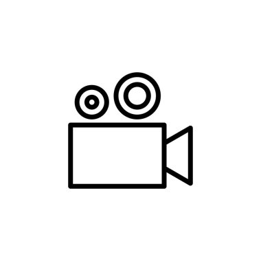 Video simgesi logosu tasarımı. Video kamera işareti ve sembol. Film tabelası. Sinema