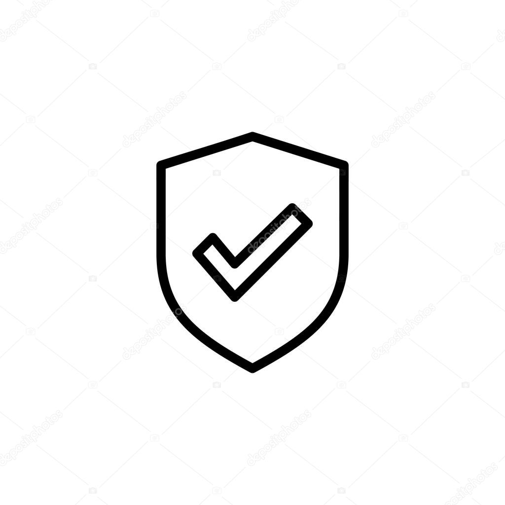 Shield check mark icon logo design. Protection approve sign. Insurance icon