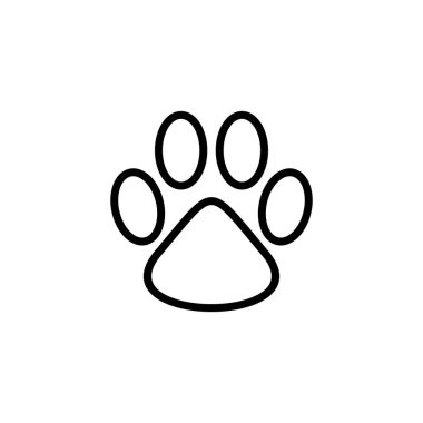 Paw simgesi logosu tasarımı. Pençe izi ve sembol. köpek ya da kedi pençesi