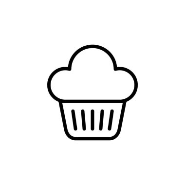 Kek ikonu logosu tasarımı. Kap kek işareti ve sembol