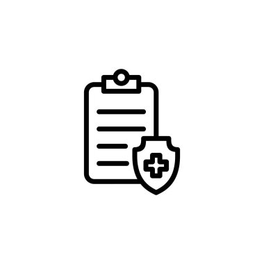 Tıbbi sigorta ikonu logosu tasarımı. Sağlık sigortası ve sembol