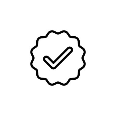 Doğrulanmış simge logosu tasarımı. Doğrulama işareti. onaylanmış simge