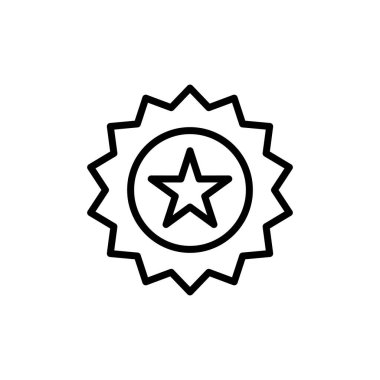 Rozet simgesi logosu tasarımı. Ödül ikon vektörü. İşaret ve sembollere ulaşın. Damga