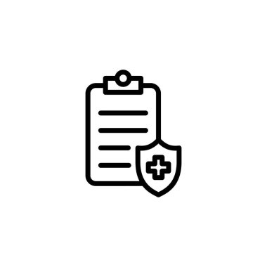 Tıbbi sigorta ikonu logosu tasarımı. Sağlık sigortası ve sembol