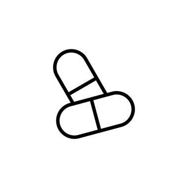 İlaç ikonu logosu tasarımı. Kapsül simgesi. Uyuşturucu işareti ve sembol