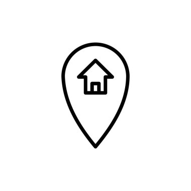 Adres simgesi logo tasarımı. Ev işareti ve sembol. nokta
