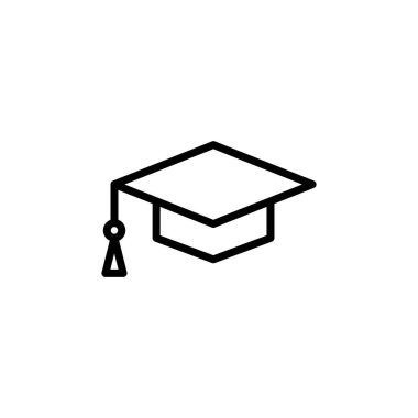 Eğitim ikonu logosu tasarımı. Mezuniyet şapkası işareti ve sembol. Mezun olmak. Öğrenci şapkası