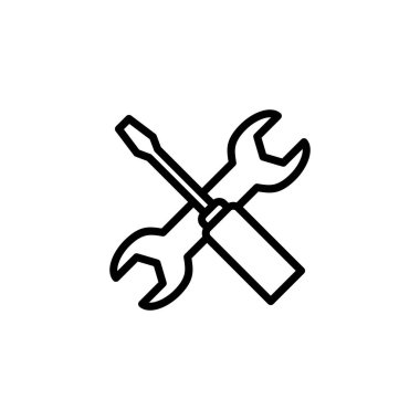 Araç simgesi logo tasarımı. araç işareti ve sembol. Simge ayarlanıyor. İngiliz anahtarı ve tornavida. Servis, onarım