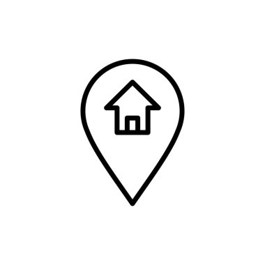 Adres simgesi logo tasarımı. Ev işareti ve sembol. nokta
