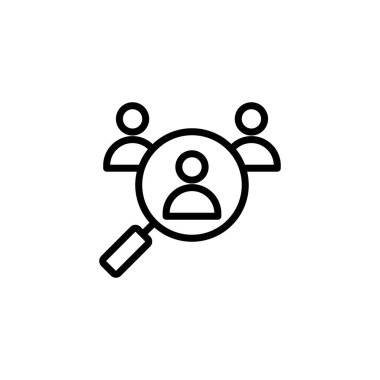 Simge logosu tasarımı işe alınıyor. Arama işi boşluk işareti ve sembol. İnsan kaynakları konsepti. İşe alım.