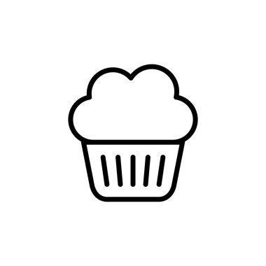 Kek ikonu logosu tasarımı. Kap kek işareti ve sembol