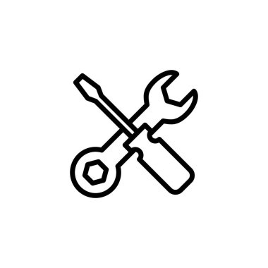 Araç simgesi logo tasarımı. araç işareti ve sembol. Simge ayarlanıyor. İngiliz anahtarı ve tornavida. Servis, onarım