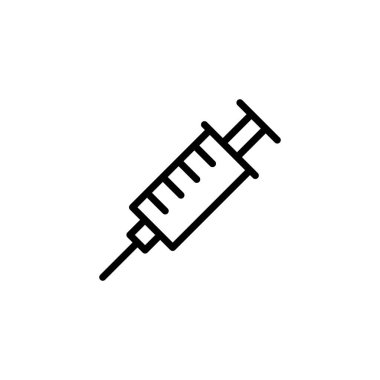 Şırınga ikonu logosu tasarımı. Enjeksiyon işareti ve sembol. Aşı simgesi