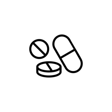 İlaç ikonu logosu tasarımı. Kapsül simgesi. Uyuşturucu işareti ve sembol