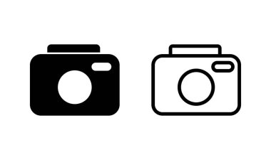 Kamera simgesi logosu tasarımı. Fotoğraf makinesi işareti ve sembol. fotoğrafçılık simgesi.
