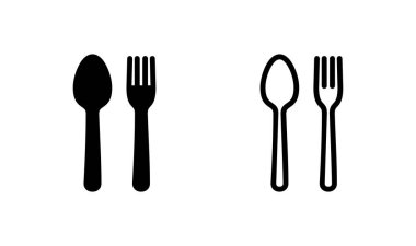kaşık ve çatal simgesi logosu tasarımı. kaşık, çatal ve bıçak ikonu vektörü. Restoran işareti ve sembolü