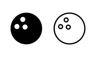 Bowling ikonu logosu tasarımı. Bowling topu, iğne işareti ve sembol.