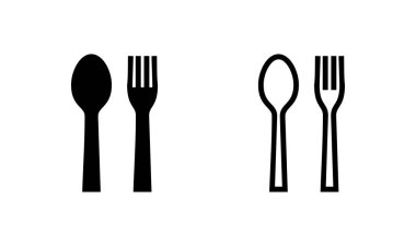kaşık ve çatal simgesi logosu tasarımı. kaşık, çatal ve bıçak ikonu vektörü. Restoran işareti ve sembolü