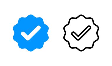 Doğrulanmış simge logosu tasarımı. Doğrulama işareti. onaylanmış simge