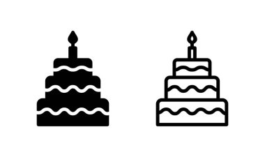 Pasta simgesi logosu tasarımı. Pasta işareti ve sembol. Doğum günü pastası simgesi