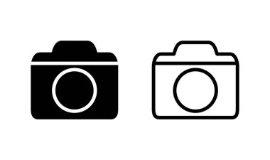 Kamera simgesi logosu tasarımı. Fotoğraf makinesi işareti ve sembol. fotoğrafçılık simgesi.
