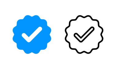 Doğrulanmış simge logosu tasarımı. Doğrulama işareti. onaylanmış simge