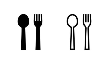 kaşık ve çatal simgesi logosu tasarımı. kaşık, çatal ve bıçak ikonu vektörü. Restoran işareti ve sembolü