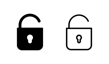 Simge logo tasarımının kilidini aç. İşaret ve sembolün kilidini aç. Kilitlenmemiş asma kilit simgesi
