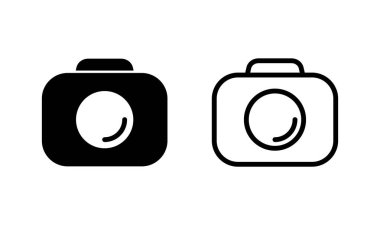 Kamera simgesi logosu tasarımı. Fotoğraf makinesi işareti ve sembol. fotoğrafçılık simgesi.