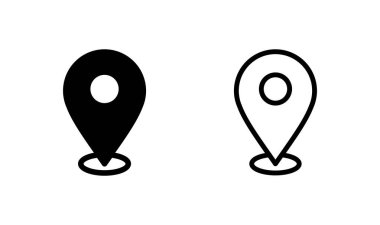 Pin simgesi logo tasarımı. Yer işareti ve sembol. hedef simgesi. harita iğnesi