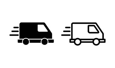 Teslimat kamyonu logosu tasarımı. Teslimat kamyonu işareti ve sembol. Hızlı dağıtım simgesi gönderiliyor