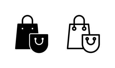 Alışveriş çantası simgesi logosu tasarımı. Alışveriş işareti ve sembol