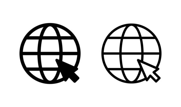 Web icon logo design. go to web sign and symbol. web click icon. Global search icon