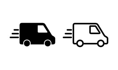 Teslimat kamyonu logosu tasarımı. Teslimat kamyonu işareti ve sembol. Hızlı dağıtım simgesi gönderiliyor