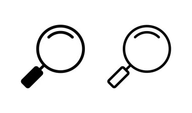 Arama simgesi logosu tasarımı. Büyüteç işareti ve sembolü ara