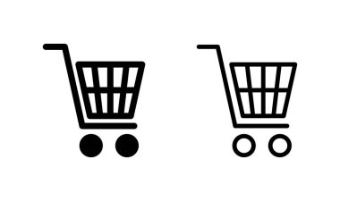 Alışveriş simgesi logosu tasarımı. Alışveriş arabası işareti ve sembol. Trolley simgesi