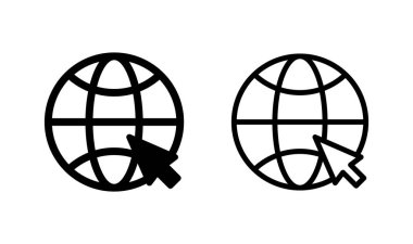 Web simgesi logosu tasarımı. Web tabelalarına ve sembollere git. Web tıklama simgesi. Genel arama simgesi