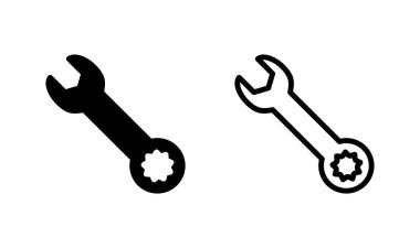 Anahtar simgesi logosu tasarımı. Tamir ikonu. araç işareti ve sembol