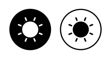 Güneş simgesi logosu tasarımı. Parlaklık işareti ve sembol