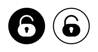 Simge logo tasarımının kilidini aç. İşaret ve sembolün kilidini aç. Kilitlenmemiş asma kilit simgesi