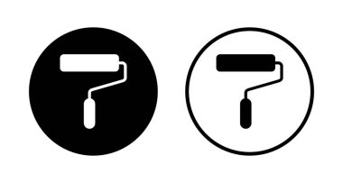 Boya simgesi logosu tasarımı. Boya fırçası işareti ve sembol. boyama silindiri vektörü