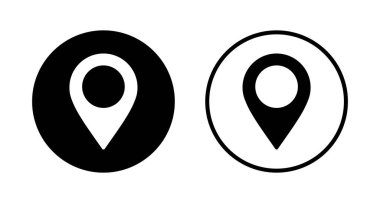 Pin simgesi logo tasarımı. Yer işareti ve sembol. hedef simgesi. harita iğnesi