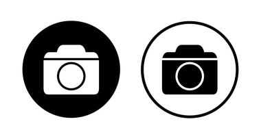 Kamera simgesi logosu tasarımı. Fotoğraf makinesi işareti ve sembol. fotoğrafçılık simgesi.