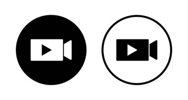 Video simgesi logosu tasarımı. Video kamera işareti ve sembol. Film tabelası. Sinema