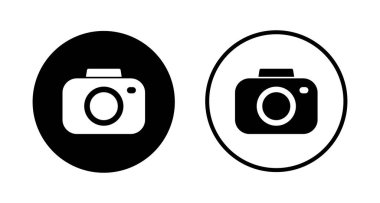Kamera simgesi logosu tasarımı. Fotoğraf makinesi işareti ve sembol. fotoğrafçılık simgesi.